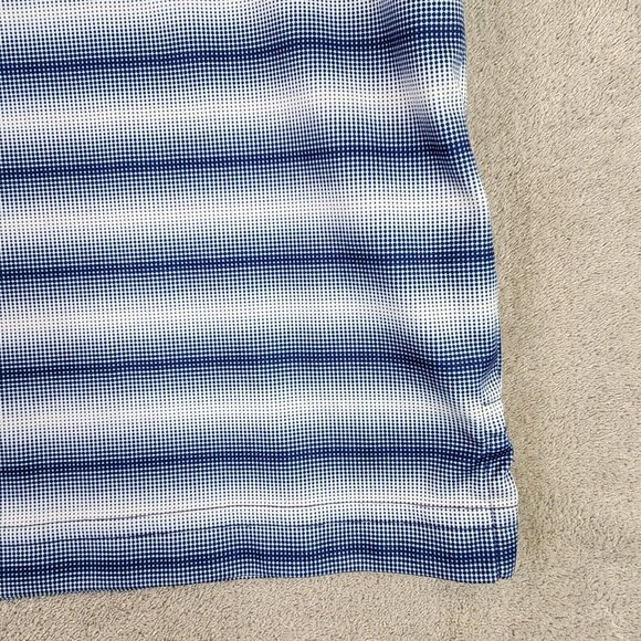 Mens Greg Norman Polo Shirt Blue Striped Short Sleeve Play Dry Size XL - Picture 5 of 8